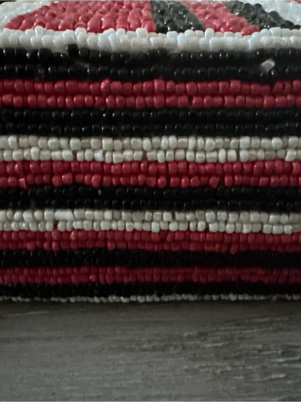 Hand-Beaded Accent Tote in Red, Black & White NWT